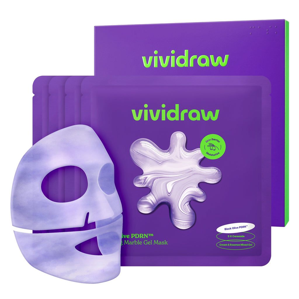 Dr.G Global VIVIDRAW_BLACK OLIVE PDRN¢â REPAIRING MARBLE GEL MASK (4EA)